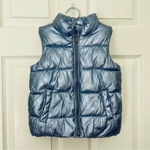 Old Navy Metallic Blue Kids Puffer Vest Jacket 4T
